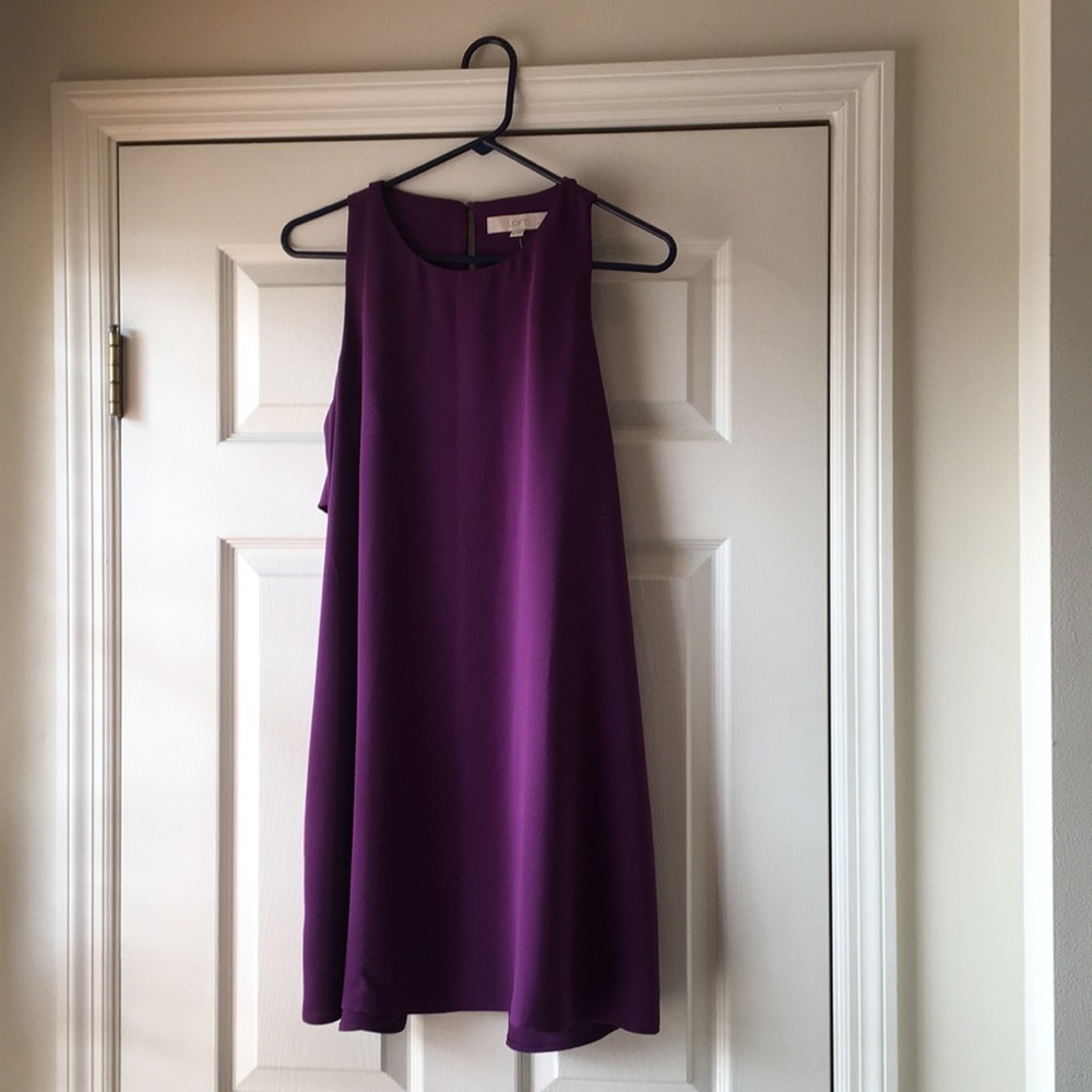 Loft sleeveless dress with ruffle detail at arms